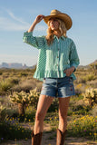 Striped Button Down Ruffle Top - Greige Goods
