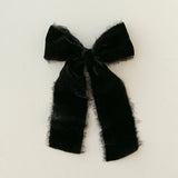 Velvet Clip On Statement Ribbon Bow - Greige Goods