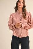 Striped Ruffle Button Down