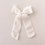 Velvet Clip On Statement Ribbon Bow - Greige Goods