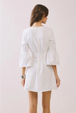 Three Quarter A-Line Mini Dress - Greige Goods