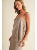 Satin & Lace Cami Top - Greige Goods