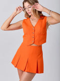 Front Button Vest & Skort Set - Greige Goods