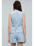 Denim Shorts & Vest Set - Greige Goods
