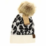 Leopard Pom Beanie - Greige Goods