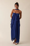 Ruffle Neckline Point Maxi - Greige Goods