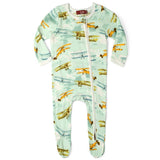 O Zip Footed Ruffle Romper - Greige Goods