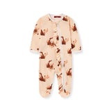 O Zip Footed Ruffle Romper - Greige Goods