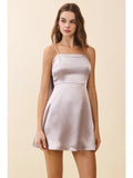 Bow Detail Satin Dress - Greige Goods
