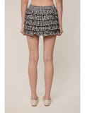 Checkered Layered Tiered Ruffle Mini Skort - Greige Goods