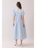 V-Neck Scalloped Midi Dress - Greige Goods