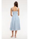 Gingham Checkered Sweetheart Midi Dress - Greige Goods