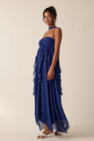 Ruffle Neckline Point Maxi - Greige Goods