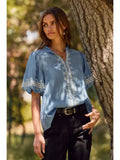 Curvy Girl Embroidered Blouse - Greige Goods