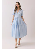 V-Neck Scalloped Midi Dress - Greige Goods