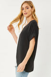 Curvy Girl V-Neck Colorblock Blouse - Greige Goods