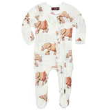 O Zip Footed Ruffle Romper - Greige Goods
