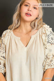 Curvy Girl Lace Sleeve Top - Greige Goods