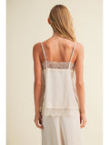 Satin & Lace Cami Top - Greige Goods