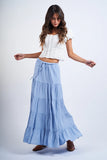 Clip Dot Tiered Flare Midi Skirt - Greige Goods