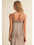 Satin & Lace Cami Top - Greige Goods