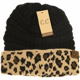 Leopard Cuff Beanie - Greige Goods