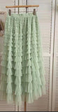 Mesh Tiered Midi Skirt - Greige Goods