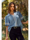 Curvy Girl Embroidered Blouse - Greige Goods