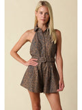 Leopard Luxe Romper - Greige Goods