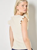 Textured Ruffle Sleeve Top - Greige Goods