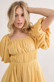 Puff Sleeve Mini Dress - Greige Goods