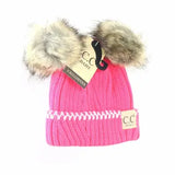 Baby Double Fur Pom Beanie - Greige Goods
