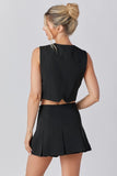 Front Button Vest & Skort Set - Greige Goods