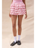 Floral Tiered Ruffle Mini Skort - Greige Goods
