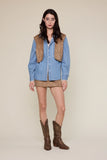 Suede Stitching Point Vest - Greige Goods