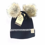 Baby Double Fur Pom Beanie - Greige Goods
