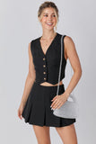 Front Button Vest & Skort Set - Greige Goods