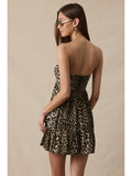 Leopard Smocked Mini Dress - Greige Goods