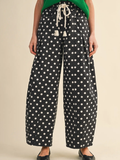 Polka Dot Pleated Barrel Pants