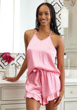 Cami & Velvet Ruffled Top & Short Set - Greige Goods