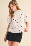 Polka Dot Ruffled Button Down Top