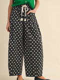 Polka Dot Pleated Barrel Pants