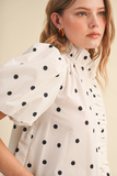 Polka Dot Ruffled Button Down Top