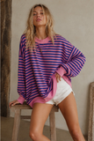 Oversized Stripe Mock Neck Pullover
