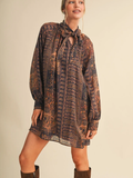 Vintage Print Mini Dress - Greige Goods