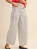 Polka Dot Pleated Barrel Pants