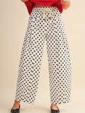 Polka Dot Pleated Barrel Pants