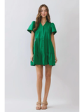 Pleated Detail Ruffle Mini Dress - Greige Goods