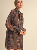 Vintage Print Mini Dress - Greige Goods