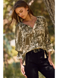 Plus Floral Printed Blouse - Greige Goods